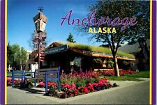 Visit Anchorage Alaska Log Cabin Downtown Information Center Postcard picture
