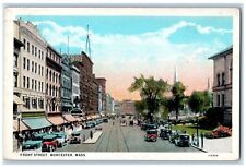 c1930's Front Street View Cars Plaza Stores Worcester Massachusetts MA Postcard picture
