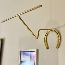 1970’s BRASS HORSESHOE DISPLAY Hat Rack VINTAGE Equestrian Tack Room Horse Decor picture