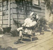 W300 Vtg Photo DARLING GIRL IN ROCKING CHAIR c Early 1900's picture