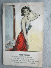 Antique Miss Vanity, Be My Valentine Postcard, Woman In Front Of Makeup Mirror picture