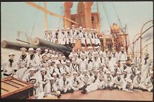 Vintage US Navy Postcard Sailors Battleship WWI USN Gun Ship Militaria  picture