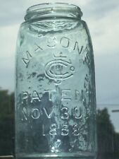Rare old whittled Mason's CFJCo. Patent Oct 30th 1858 jar. odd molding picture