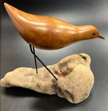 Vintage John Bennett Signed Myrtle Wood Shorebird Carving. 7.25