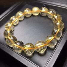 13.5mm Natural Hair Rutilated Quartz Crystal Round Beads Bracelet AAA  picture
