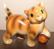 Vintage Ceramic/Porcelain Orange Striped Tabby Cat Made In Japan (Box A) picture