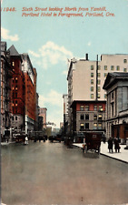 c1910s Portland OR Sixth Street View North From Yamhill Hotel Cars Postcard 736b picture