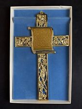 Vintage Lord's Prayer Our Father Metal Crucifix Wall Hanging Religious picture