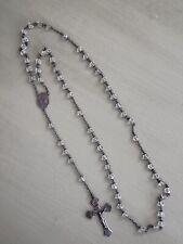 Vintage Hill-Craft Sterling Silver Rosary Prayer Beads Jesus Cross  Necklace  picture