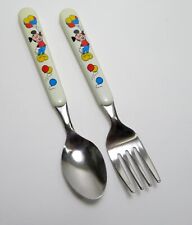 Vtg Disney Souvenir Baby Toddler Child Silverware Mickey Mouse Spoon & Fork Set picture