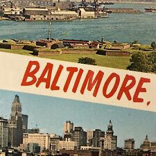 Postcard MD Greetings from Baltimore, MD Harbor Ft. McHenry City Skyline VTG picture