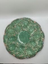 Vintage 50’s Egg/Deviled Egg Tray Green Floral Ceramic Dish Plate picture