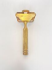 Vtg. GEM Junior 1912 Pat. Single Edge Safety Razor Gold Plated Made in USA picture