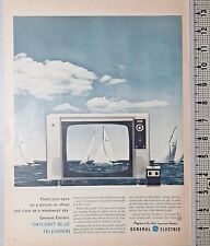 1960 General Electric Vintage Print Ad Television TV Set Console Daylight Blue  picture