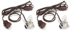 Lot of 2 ~ Brown Clip Lamp Light 6' Electric Cord with Socket on/off Switch picture