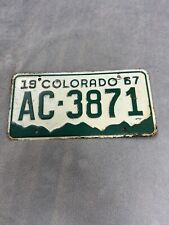 Vintage 1967 Metal COLORADO Car Truck License Plate # AC-3871 Man Cave Item  picture