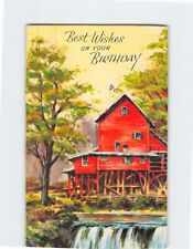 Postcard Water Mill Scene Best Wishes on your Birthday picture