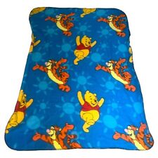 Disney Winnie The Pooh Tigger Blue Fleece Throw Blanket 90's Vintage 46x63 picture