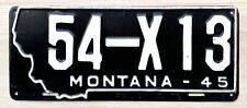 1945 Montana Exempt License Plate -  Excellent Original Paint Condition picture
