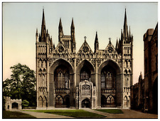 England. Peterborough. Cathedral, West Front. Vintage Photochrome by P.Z, Phot picture