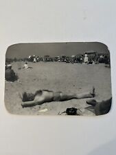 AMAZING 1950s PHOTO of MAN LAYING on A BEACH with an EXTREMELY HAIRY CHEST/GAY picture