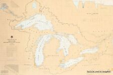 Great Lakes Lake Champlain Michigan Map Nautical Navigation 6x4 Postcard D35 picture