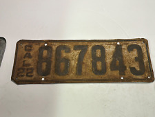 1922 California  License Plate -  867843 - Not DMV Checked picture