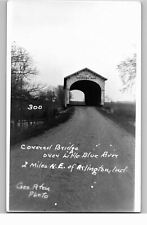 Postcard RPPC Covered Bridge Little Blue River Offutt's Ford Built 1884 C.1930 picture