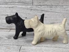 2 Vtg Celluloid Black and White Scottie Dog Terrier Scottish Terriers Figures picture