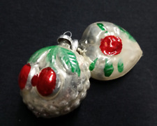 Two Antique Christmas Ornaments German Mercury Glass: Cherries, Heart picture