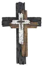 Handcrafted Rustic Cross with Faux Metal Look, 13.5