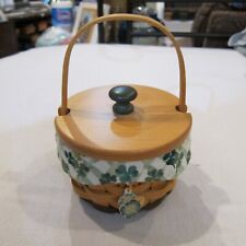 LONGABERGER LUCKY YOU BASKET W/LINER, PROTECTOR AND TIE ON CLOVER CHARM 4 3/4