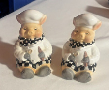 Vintage Ceramic Salt & Pepper Shakers Chef Pigs By Dori Postlewaite 1999 picture