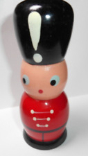 Vintage MCM 1960's Wood Christmas Toy British Royal Guard Soldier Jar  JAPAN EUC picture
