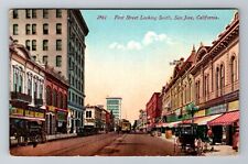 San Jose CA-California, First Street Looking South, Antique, Vintage Postcard picture