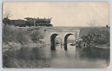 Postcard Pennsylvania Railroad Train Crossing Bridge Over Deep River Antique picture