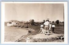 1920-1940's RPPC GOLFERS #1 TEE LAKE WISCONSIN COUNTRY CLUB GOLF COURSE POSTCARD picture