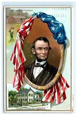 Tuck’s Raphael Tuck Abraham Lincoln Birthday Postcard Log Cabin Springfield F12 picture