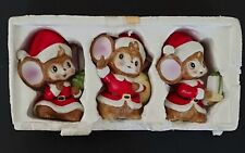 Homeco Porcelain Christmas Mice Figurines VTG Kitsch 5405 Set Of 3 picture