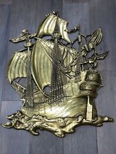 Vtg MCM 1958 Dart Nautical Sailing Clipper Ship Wall Plaque Gold 28 x 22” Pirate picture
