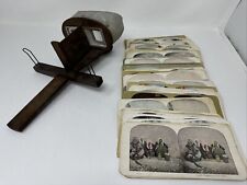 Antique Stereoview Finder w/51 Lithograph Cards Lot picture