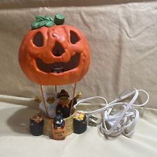 Enesco Halloween Bears Lighted Ceramic Jack O Lantern Balloon 1992 Pumpkin Cat picture