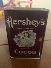 Vintage Hershey Cocoa Tin Bank 1981 Hot Cocoa Recipe Primitive Decor 4.5