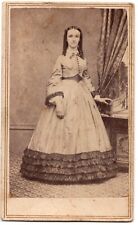 ANTIQUE CDV CIRCA 1860s GORGEOUS YOUNG LADY IN DRESS S.B. BROWN PROVIDENCE R.I. picture