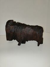 Buffalo Bison Hand Carved Wood Abstract Figurine picture