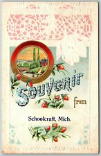 Souvenir from Schoolcraft, Michigan Embossed 1912 - Postcard picture