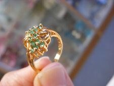 Vintage Emerald Color Stone Ring 925 Sterling Silver Size 7 1/4 #B14 picture