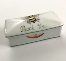 Ann Marie Murray Porcelain THANK YOU Trinket Box BEE Apple Flower Signed USA picture