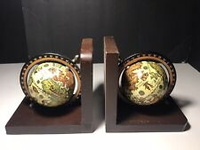 Wooden Spinning Globe Bookends Made In Spain picture