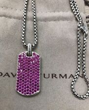 David yurman Sterling Silver 35mm Streamline Dog Tag With Pink Sapphires 22 inch picture